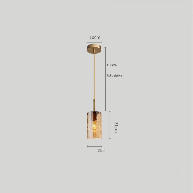 Suspension avec abat-jour en verre cylindrique Raven