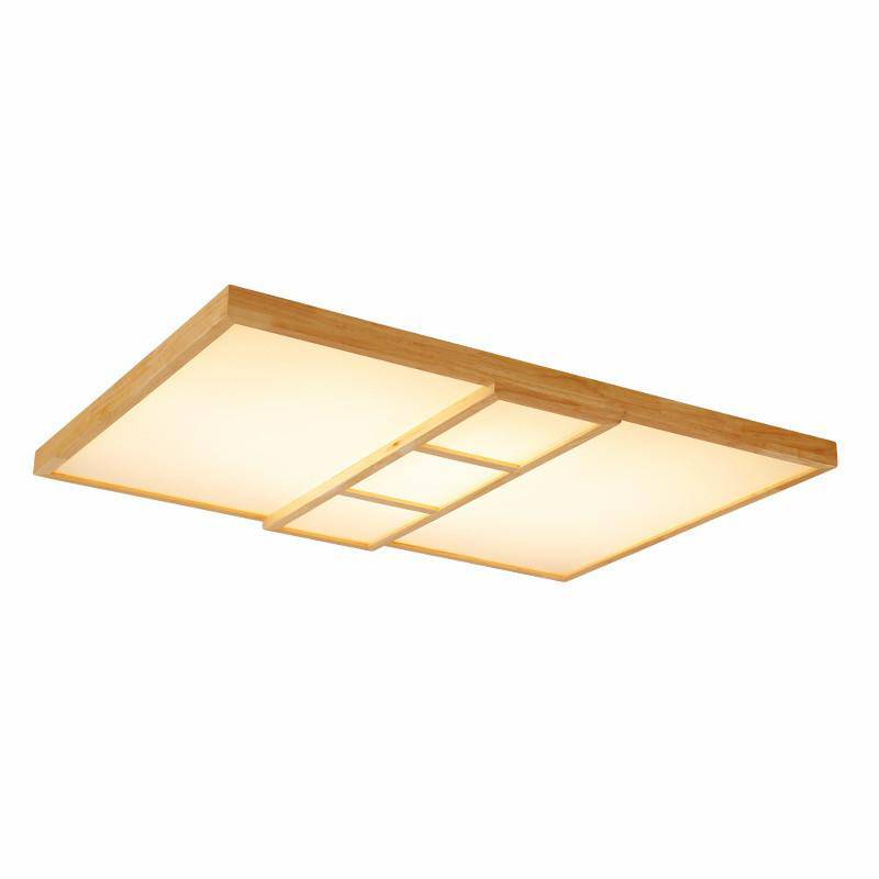 Plafonnier en bois design à LED avec carrés