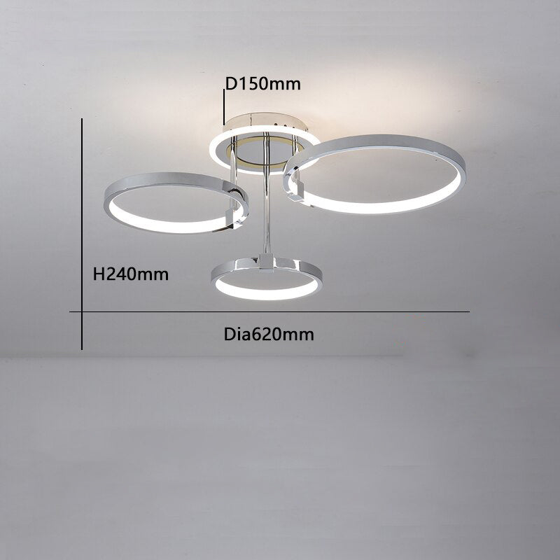 Plafonnier design LED avec anneaux suspendus Xina
