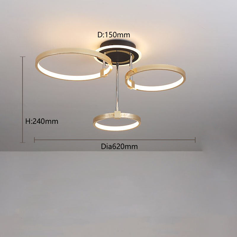 Plafonnier design LED avec anneaux suspendus Xina