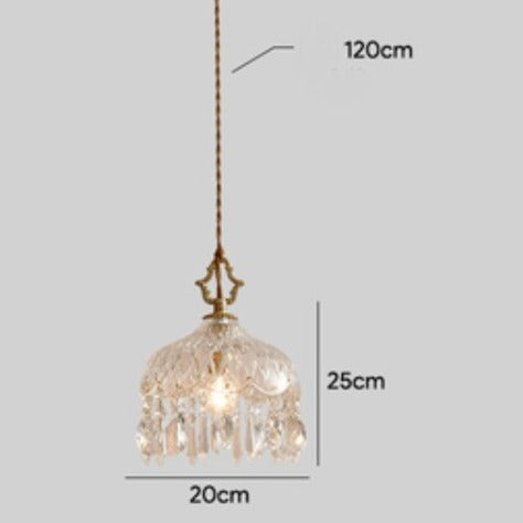 Suspension vintage avec abat-jour en cristal Phitz