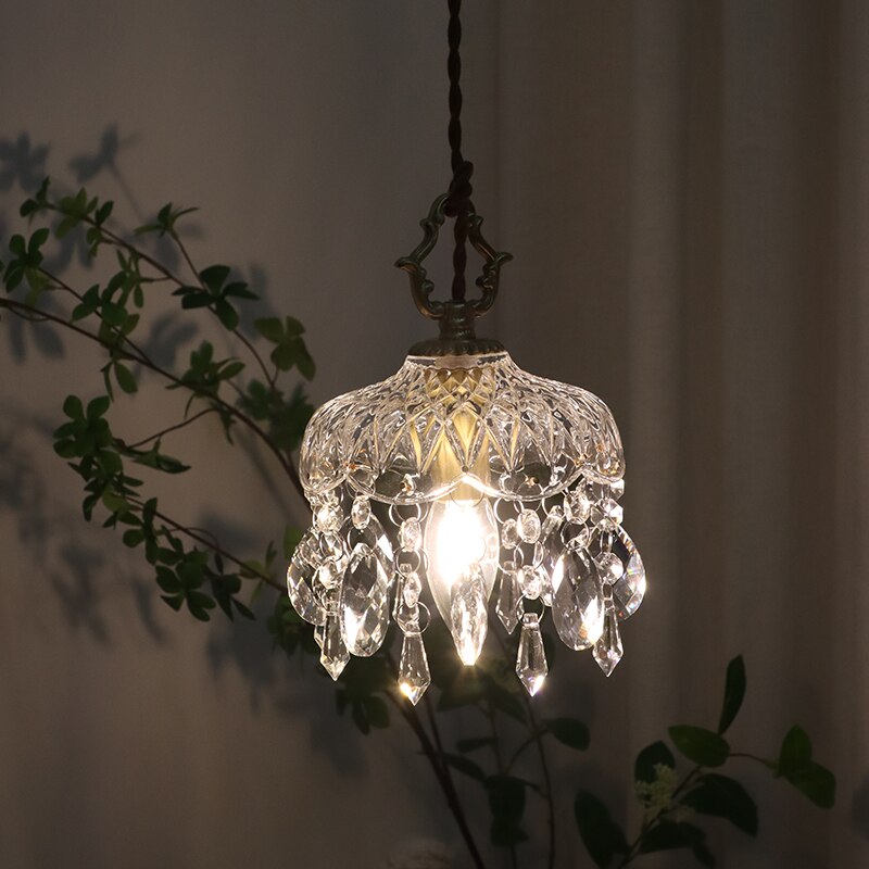 Suspension vintage avec abat-jour en cristal Phitz