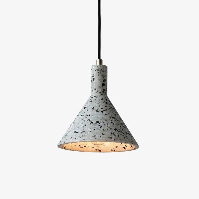 Suspension design LED avec abat-jour triangle en ciment style terrazzo