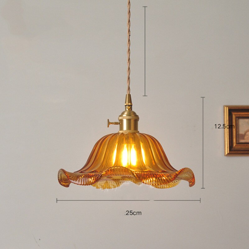 Suspension vintage LED avec abat-jour en verre Finnian