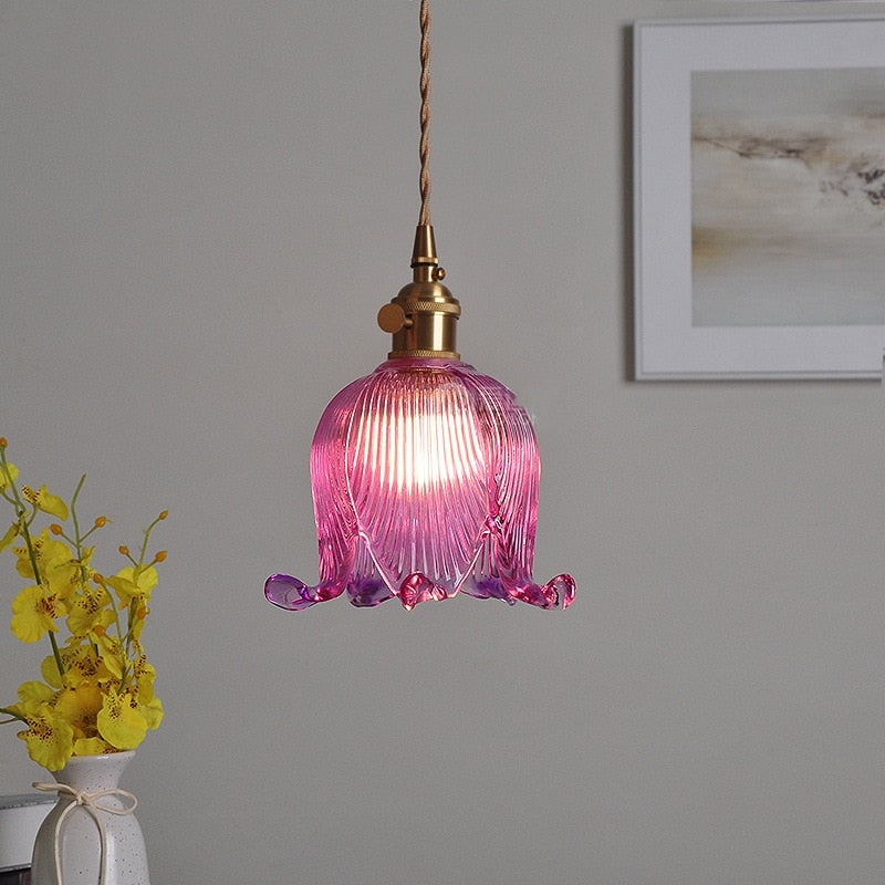 Suspension vintage LED avec abat-jour en verre Finnian