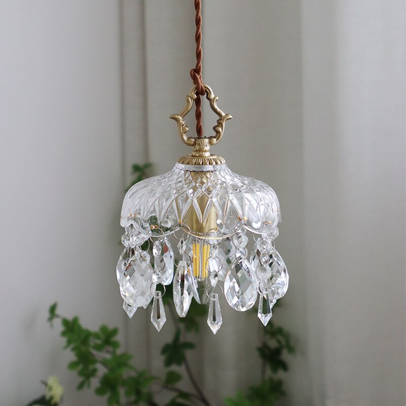 Suspension vintage avec abat-jour en cristal Phitz