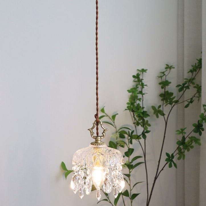 Suspension vintage avec abat-jour en cristal Phitz