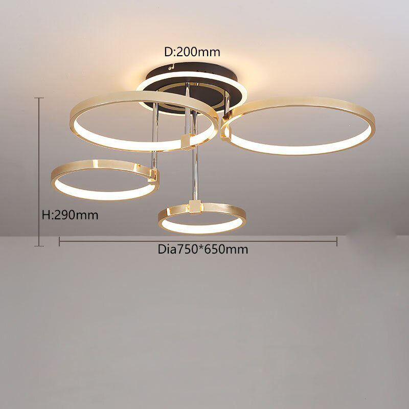 Plafonnier design LED avec anneaux suspendus Xina