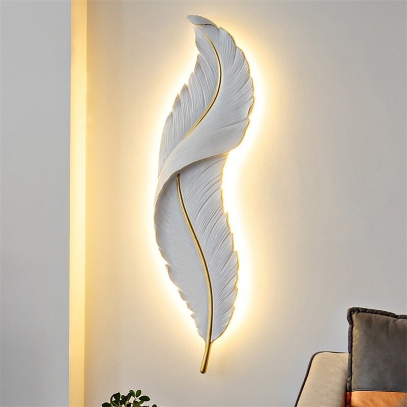 Applique murale moderne LED en forme de plume blanche Kauai