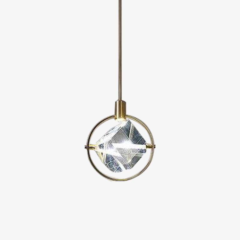 Suspension LED design avec rond doré et cristal de verre Luxury