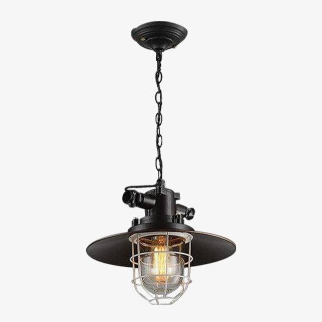 Suspension en métal colorée avec cage style industriel 34cm