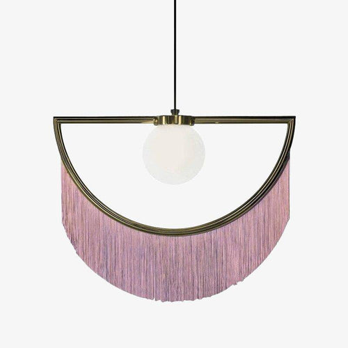 Suspension design LED avec demi-cercle en métal et pendentif coloré