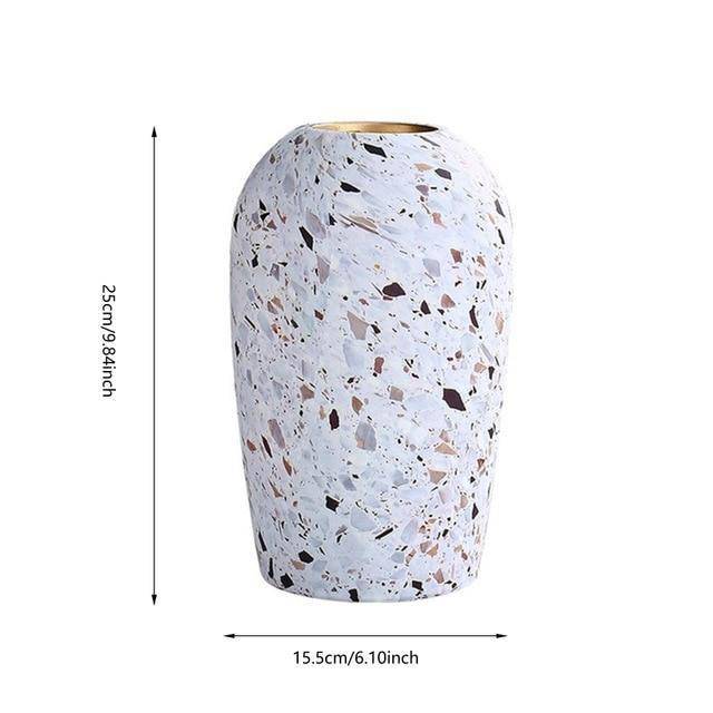 Vase design en céramique style Terrazzo blanc