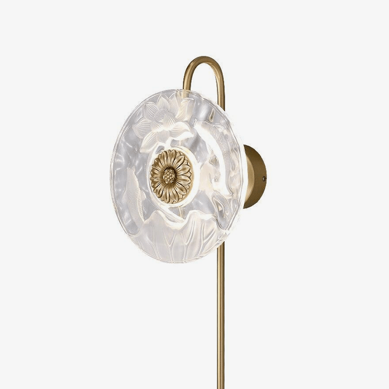 Applique murale design LED avec disque en verre à motifs fleurs
