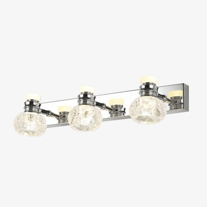 Applique murale LED chromée avec plusieurs lampes en cristal