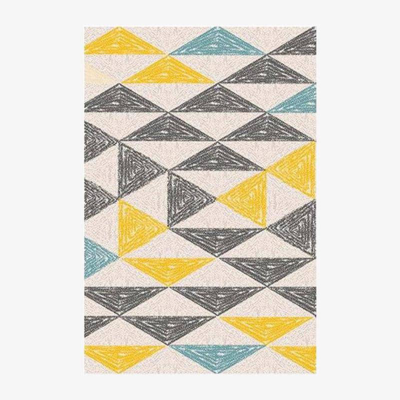 Tapis rectangle moderne aux formes géométriques jaunes style Keecy
