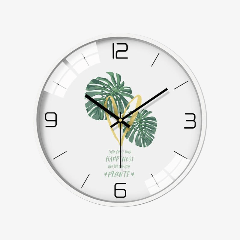 Horloge murale moderne ronde blanche à motifs Silent