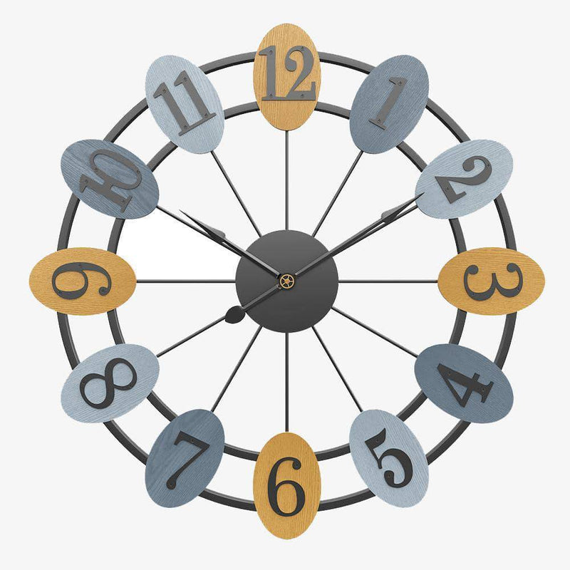 Horloge murale ronde avec chiffres dans bulles colorées 50cm