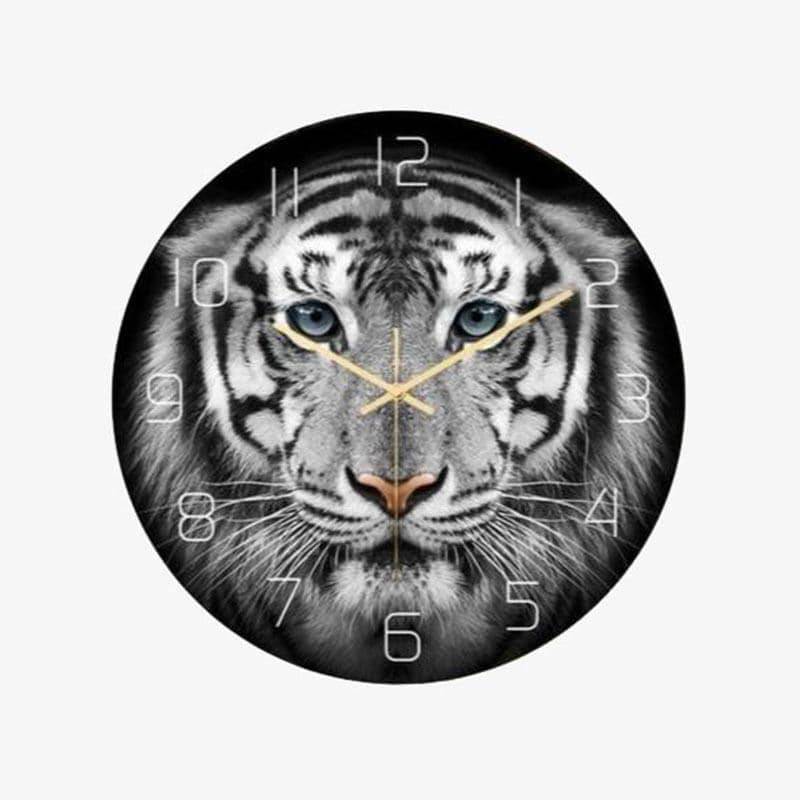 Horloge murale ronde imprimé Tigre style Savane