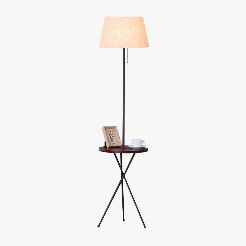 Lampadaire LED avec table avec abat-jour en tissu Coffee