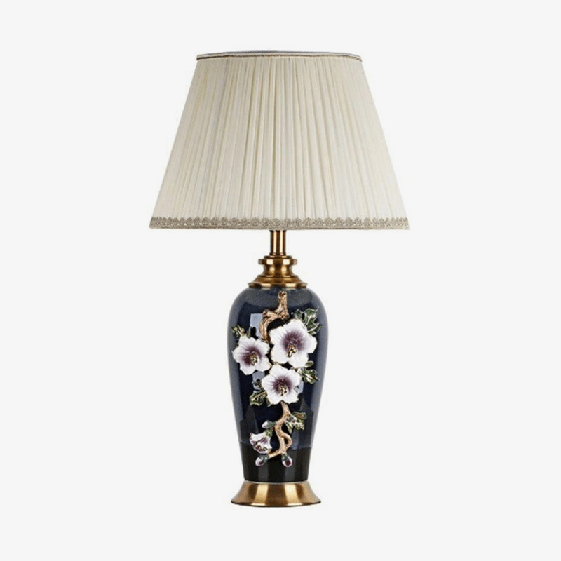 Lampe à poser LED en céramique noire avec abat-jour colorée style Japonais