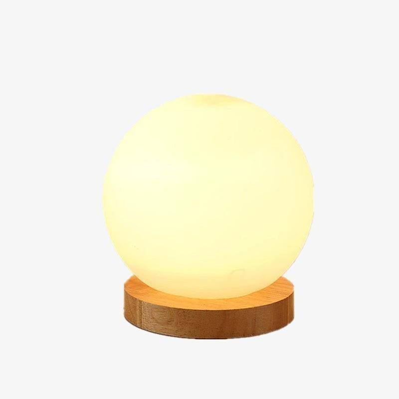 Lampe à poser moderne LED avec base en bois et boule en verre Ball