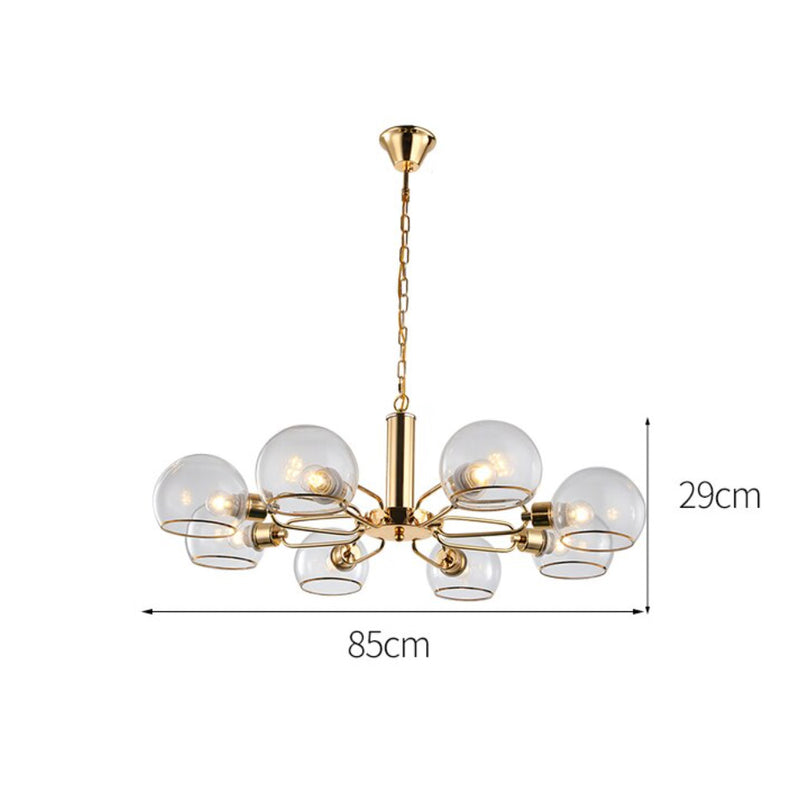 Lustre design moderne doré avec boules de verre Glass