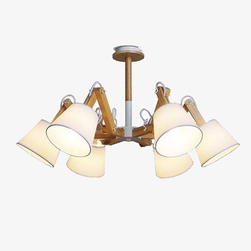 Lustre retro LED avec plusieurs abat-jours tissu vintage