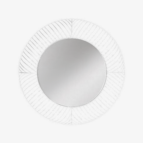Miroir mural décoratif rond en métal blanc Lattice