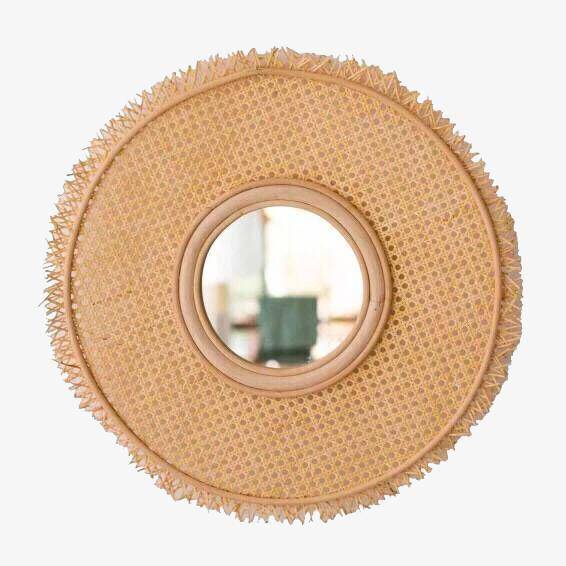 Miroir mural rond en rotin Literature