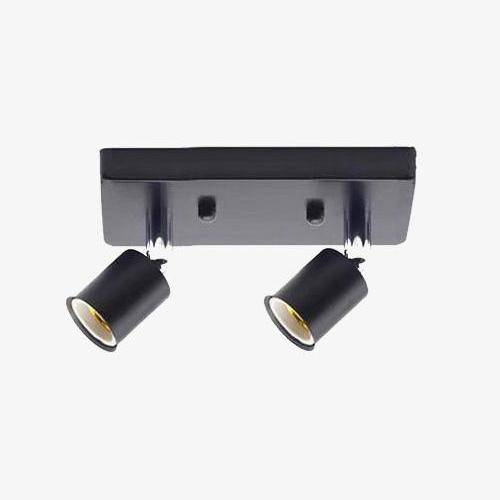 Plafonnier à deux spots directionnels (noir, blanc, doré ou chromé)