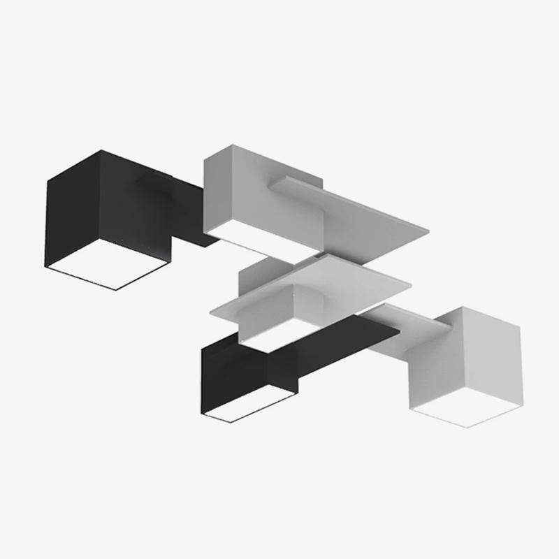 Plafonnier design LED à formes géométriques modernes noires et blanches