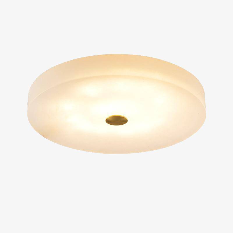 Plafonnier design LED marbre arrondi avec disque doré Villa