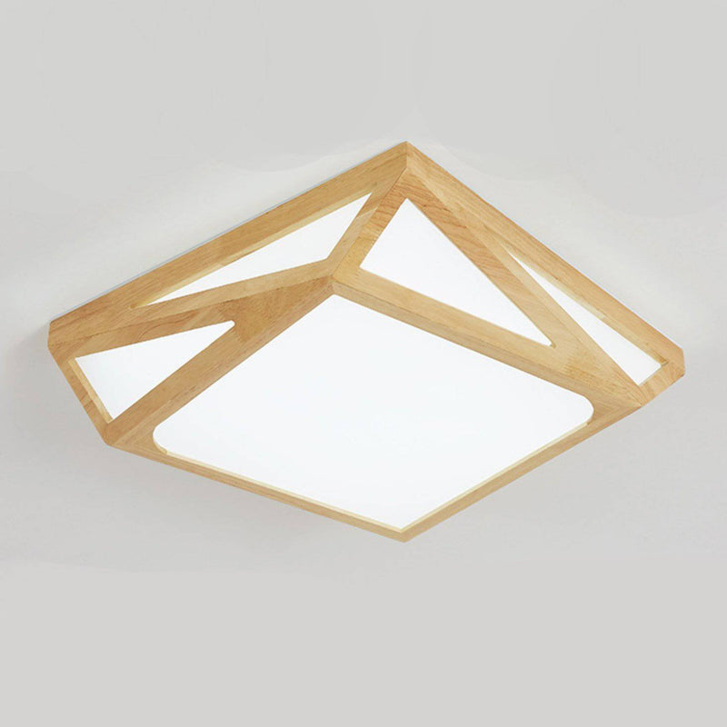 Plafonnier en bois à LED en formes symétriques