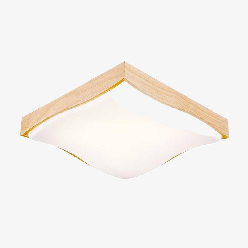 Plafonnier LED en bois carré à vague