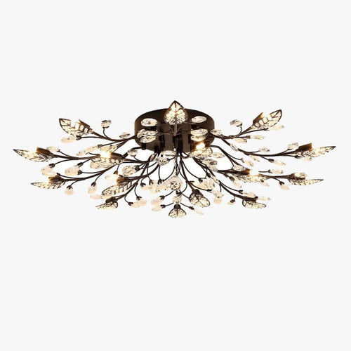 Plafonnier LED en cristal en forme de fleurs et feuilles