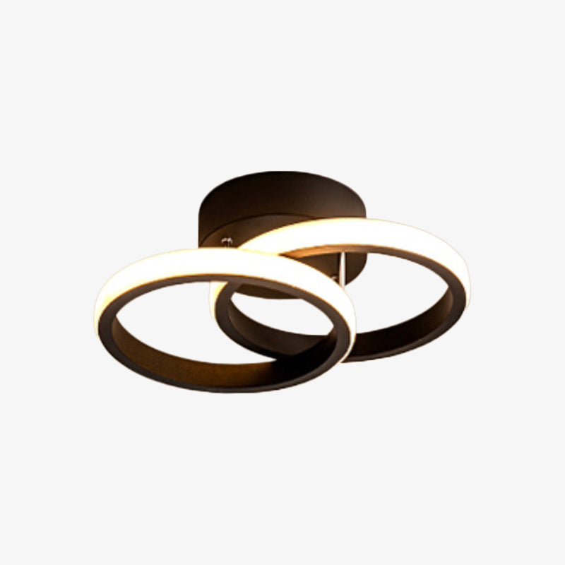 Plafonnier moderne LED avec anneaux croisés en métal Dunkian