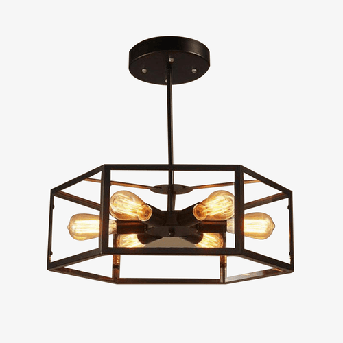 Plafonnier rustique avec lampe dans boite en verre FUMAT Industrial
