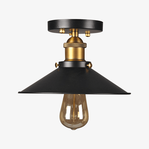 Plafonnier rustique vintage en métal noir et doré
