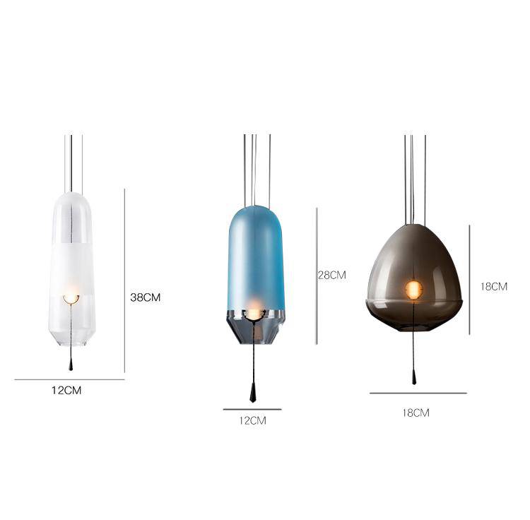 Suspension LED design formes en verre coloré Loft