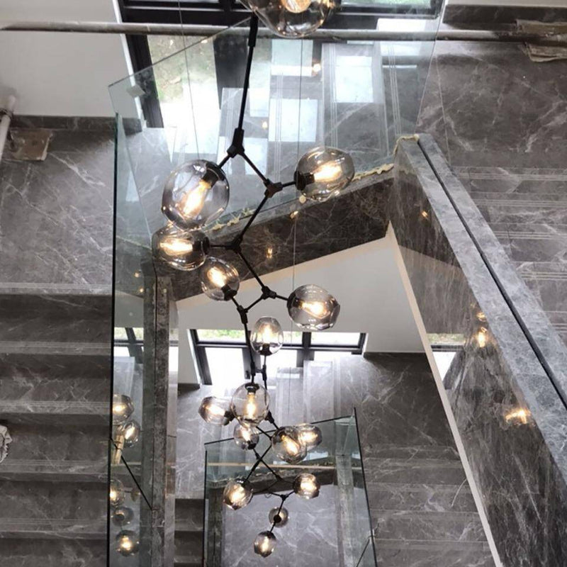 Suspension design LED avec abat-jour en verre style branche Creative