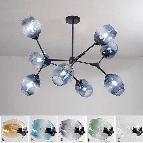 Lustre design à LED branches en métal et lampes en verre Lindsey