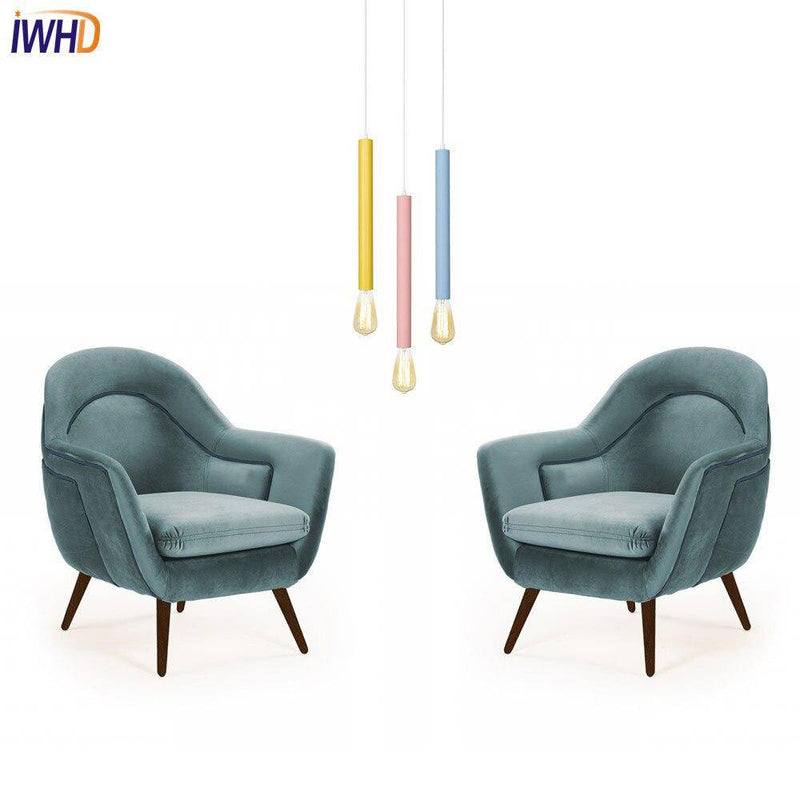 Suspension LED cylindre coloré avec lampe apparente