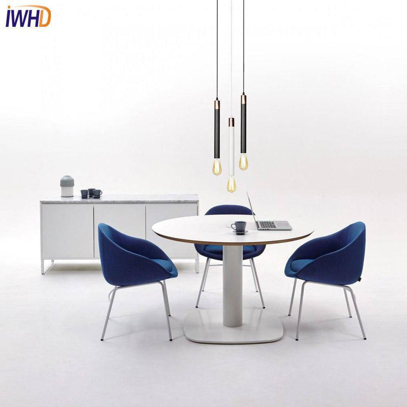 Suspension LED cylindre coloré avec lampe apparente