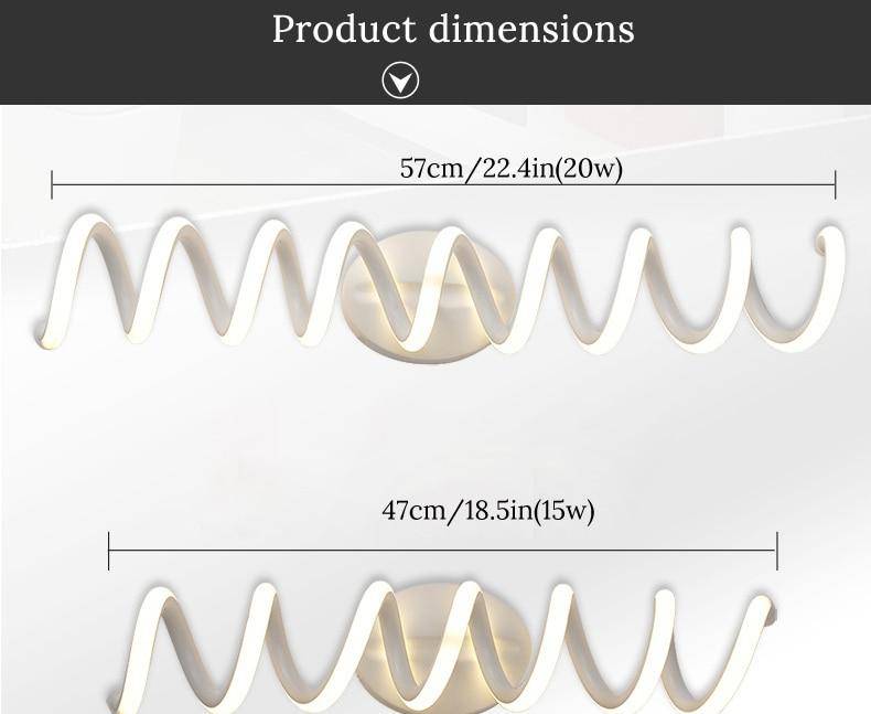 Applique murale LED spirale lumineuse en aluminium