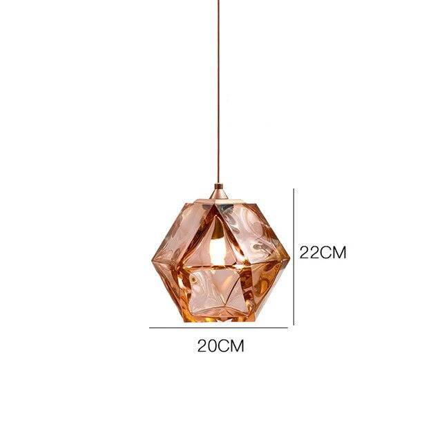 Suspension design diamant coloré en verre cristal