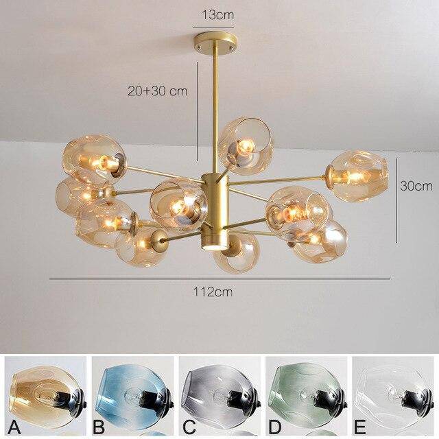 Lustre design avec branches et boules en verres Ball