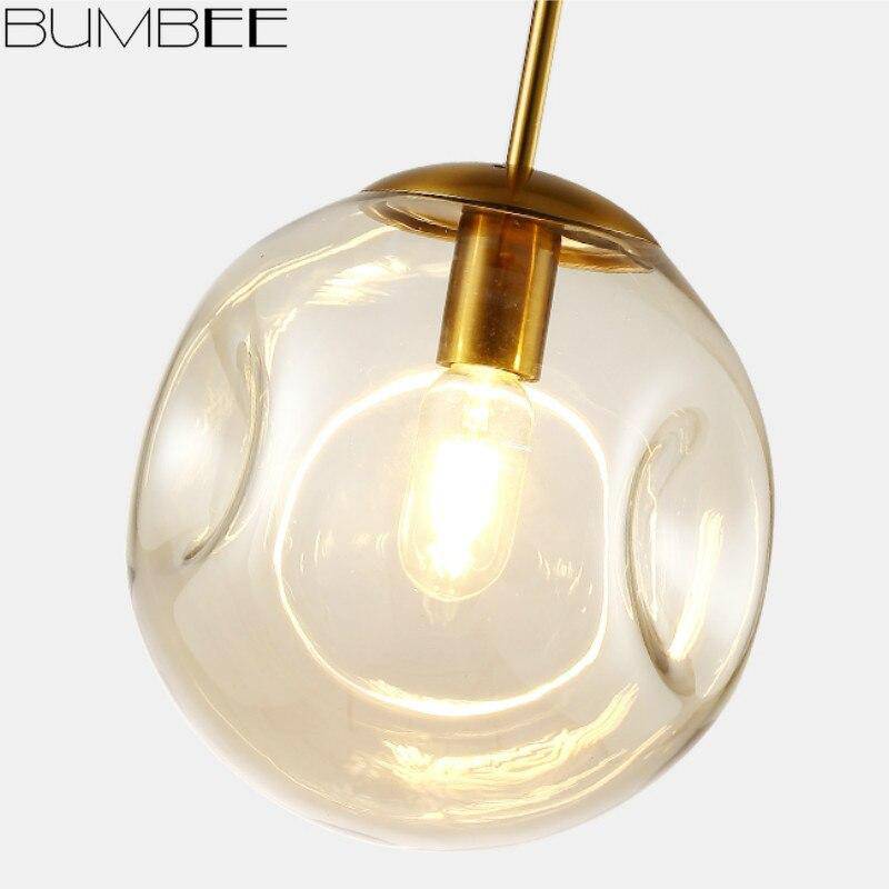 Suspension design boule déformées en verre fumé Ball