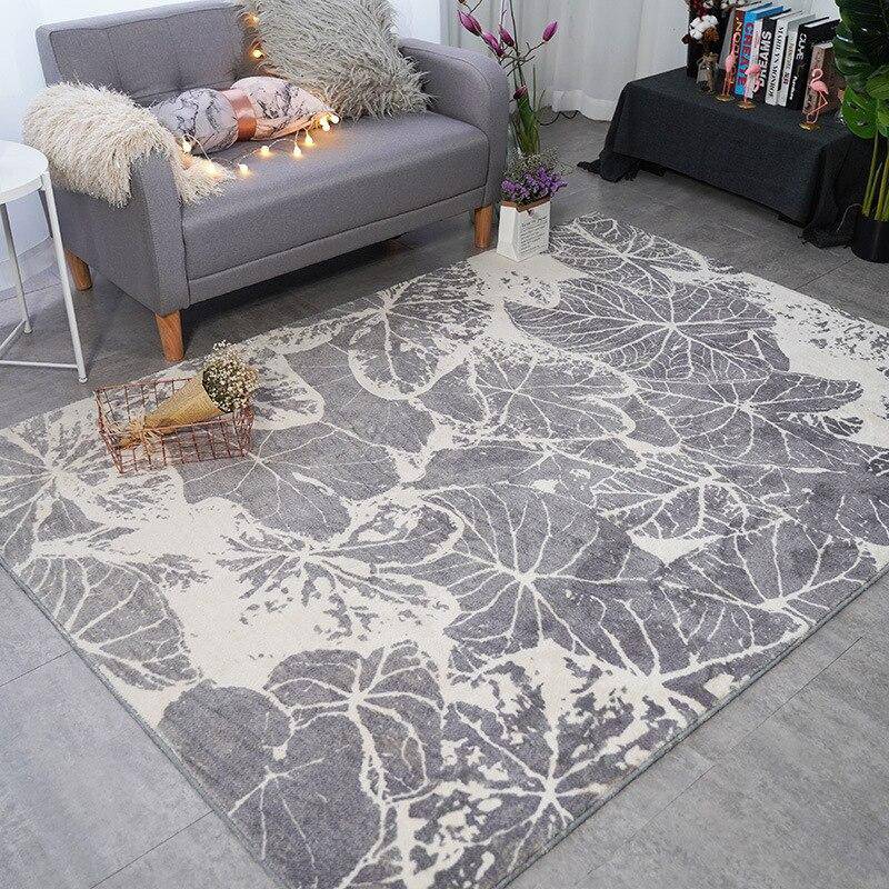 Tapis rectangle design dessins de feuilles colorés Soft