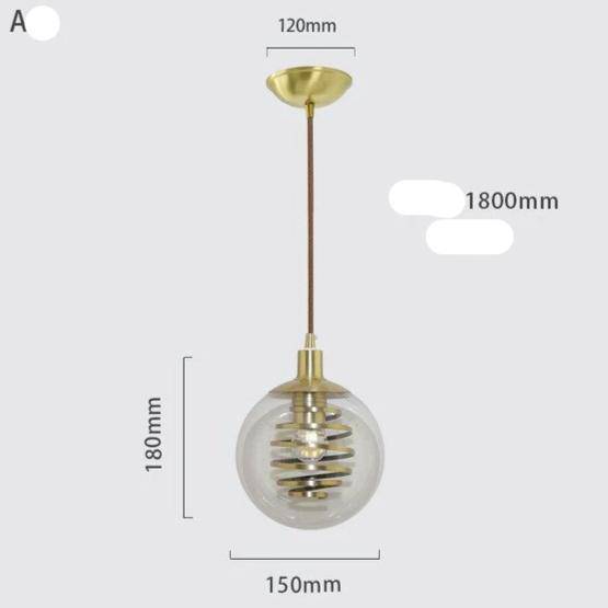 Suspension design en verre avec spirale dorée